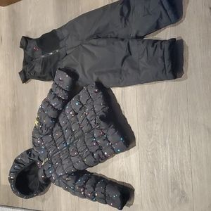 Oshkosh B’gosh girls size 5T winter coat and size 4T vertical 9 snow bibs